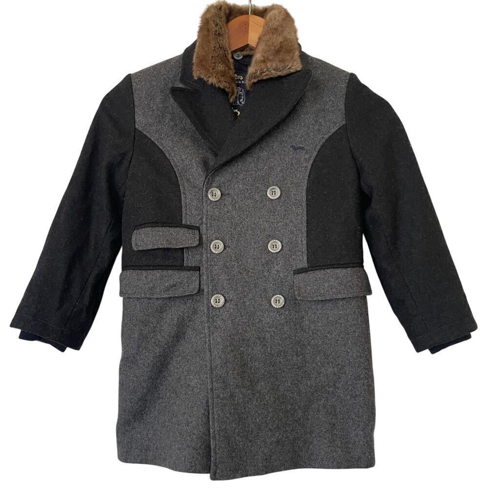 Harmont & Blaine Lux Jacket Wool Blend Gray and Blue Colorblock Coat • Size S ⬇️
